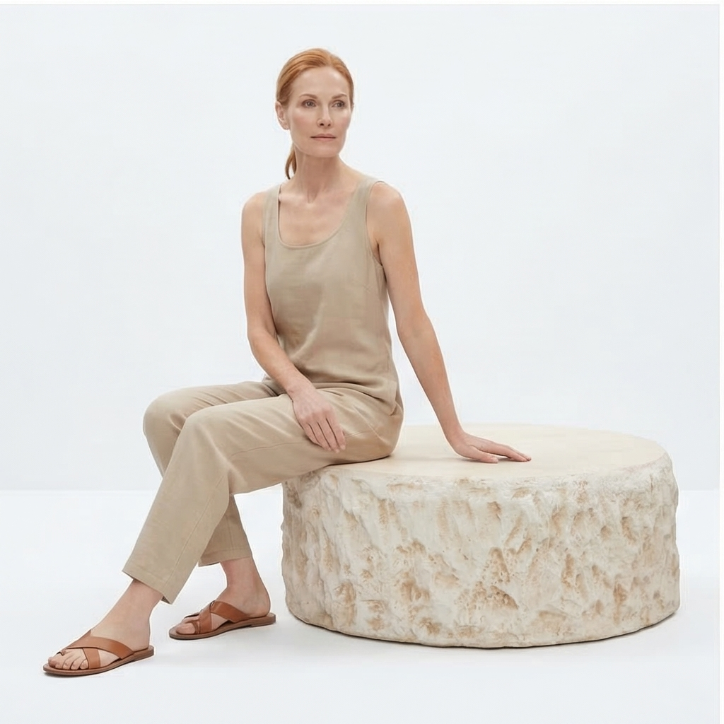 Buy farmhouse furniture Helios | Circular Italian Mediterranean Limestone Artificial Coffee Table - Modern Cottage Farmhouse Furniture