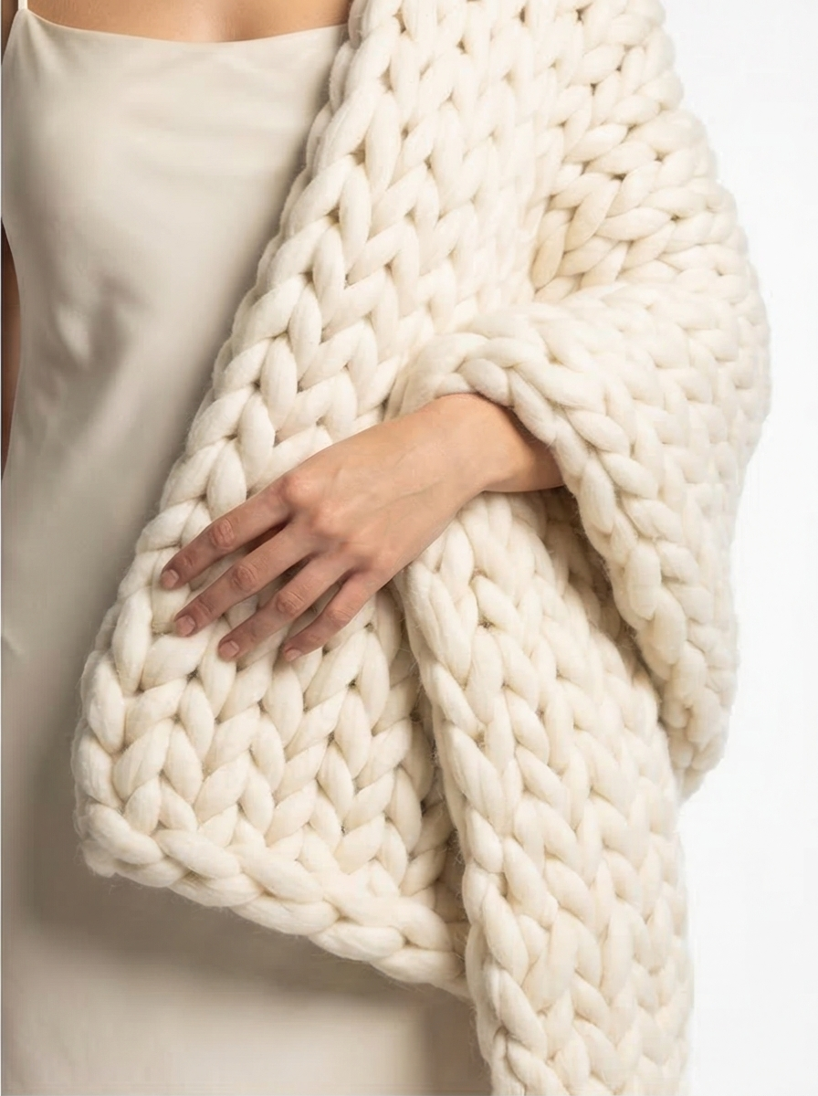 Buy farmhouse furniture The Sandy Haven Handmade Modern Farmhouse Knitted Throw Blanket - Modern Cottage Farmhouse Furniture