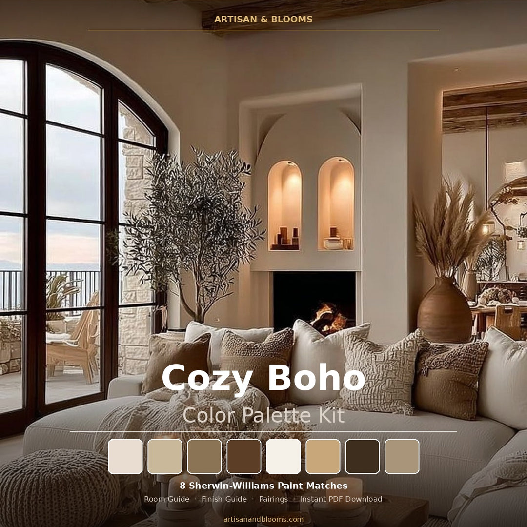 Buy farmhouse furniture Cozy Boho Color Palette Kit | Sherwin-Williams Paint Match | Instant PDF Download - Modern Cottage Farmhouse Furniture