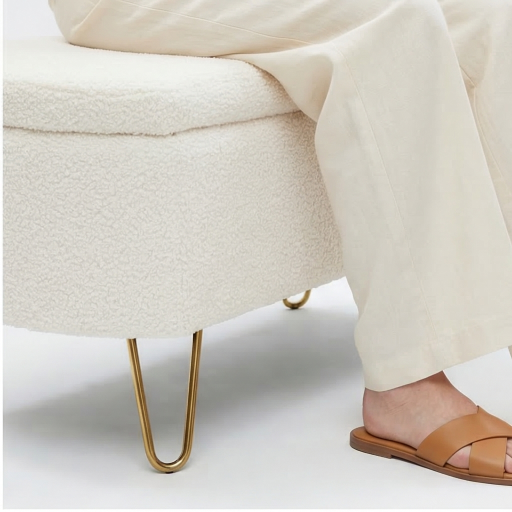 Buy farmhouse furniture Ivory White Mediterranean Farmhouse Bedside Storage Footstool - Modern Cottage Farmhouse Furniture