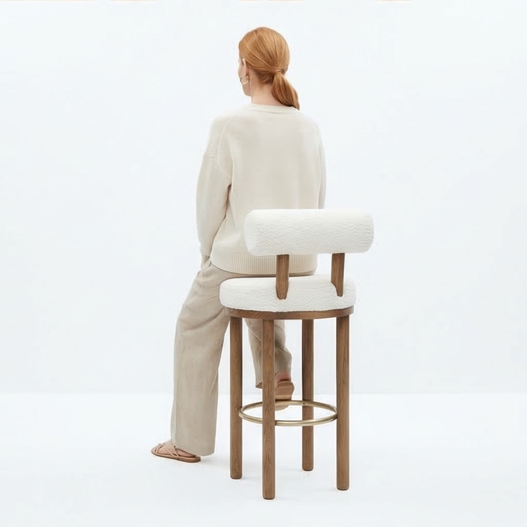 Buy farmhouse furniture Tuscan Sheepskin Modern Cottage Farmhouse Luxury Minimalist Off White Bar Stools - Modern Cottage Farmhouse Furniture