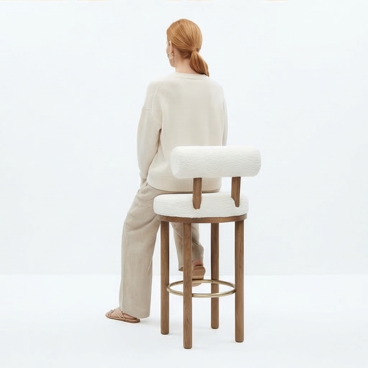 Buy farmhouse furniture Tuscan Sheepskin Modern Cottage Farmhouse Luxury Minimalist Off White Bar Stools - Modern Cottage Farmhouse Furniture