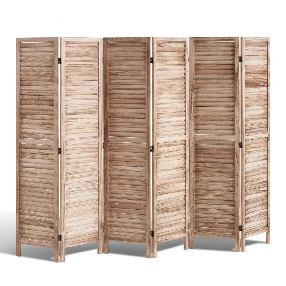 Buy farmhouse furniture Large Mediterranean Farmhouse Wooden Beige 6 Panel Wood Room Divider - Modern Cottage Farmhouse Furniture