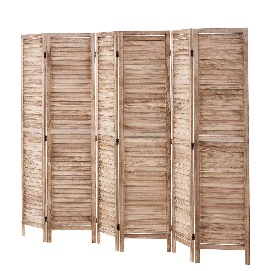 Buy farmhouse furniture Large Mediterranean Farmhouse Wooden Beige 6 Panel Wood Room Divider - Modern Cottage Farmhouse Furniture
