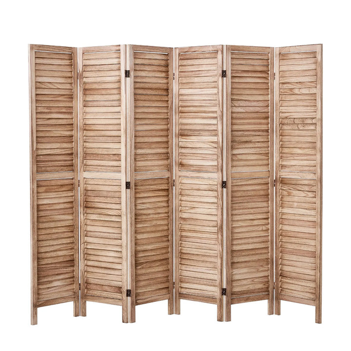 Buy farmhouse furniture Large Mediterranean Farmhouse Wooden Beige 6 Panel Wood Room Divider - Modern Cottage Farmhouse Furniture