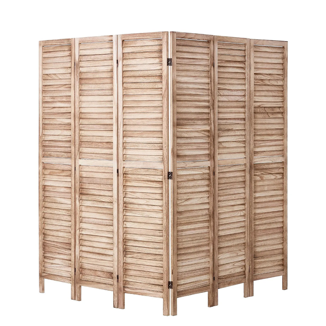 Buy farmhouse furniture Large Mediterranean Farmhouse Wooden Beige 6 Panel Wood Room Divider - Modern Cottage Farmhouse Furniture