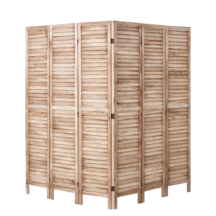 Buy farmhouse furniture Large Mediterranean Farmhouse Wooden Beige 6 Panel Wood Room Divider - Modern Cottage Farmhouse Furniture
