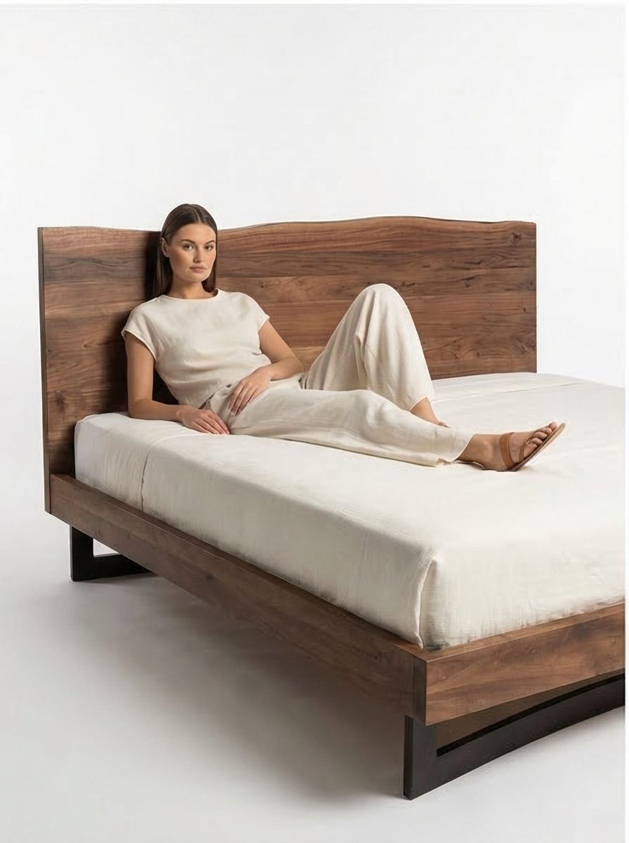 Buy farmhouse furniture Bent King Size Mediterranean Farmhouse Bed - Modern Cottage Farmhouse Furniture