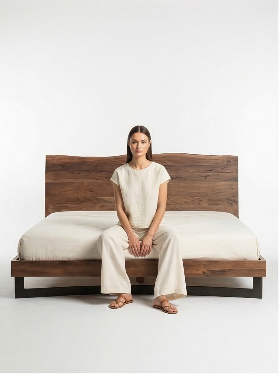 Buy farmhouse furniture Bent King Size Mediterranean Farmhouse Bed - Modern Cottage Farmhouse Furniture