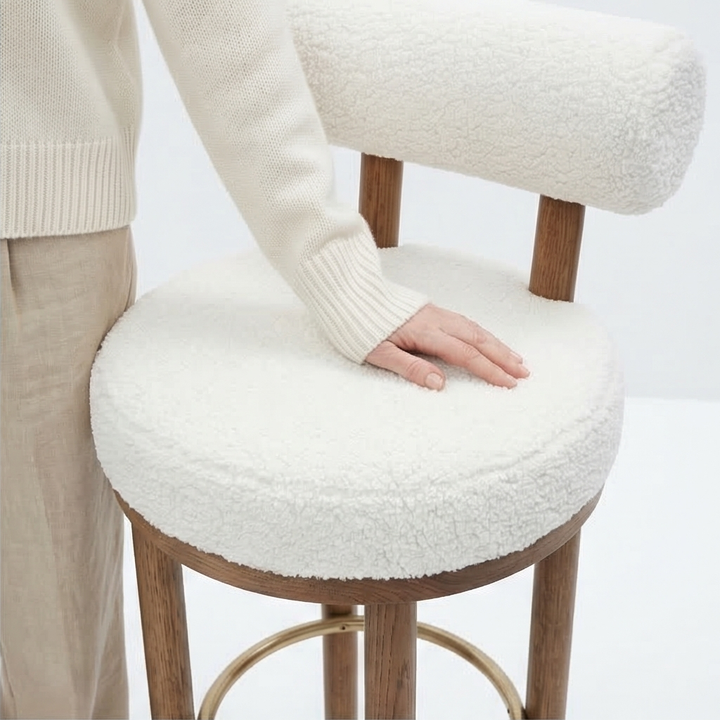Buy farmhouse furniture Tuscan Sheepskin Modern Cottage Farmhouse Luxury Minimalist Off White Bar Stools - Modern Cottage Farmhouse Furniture